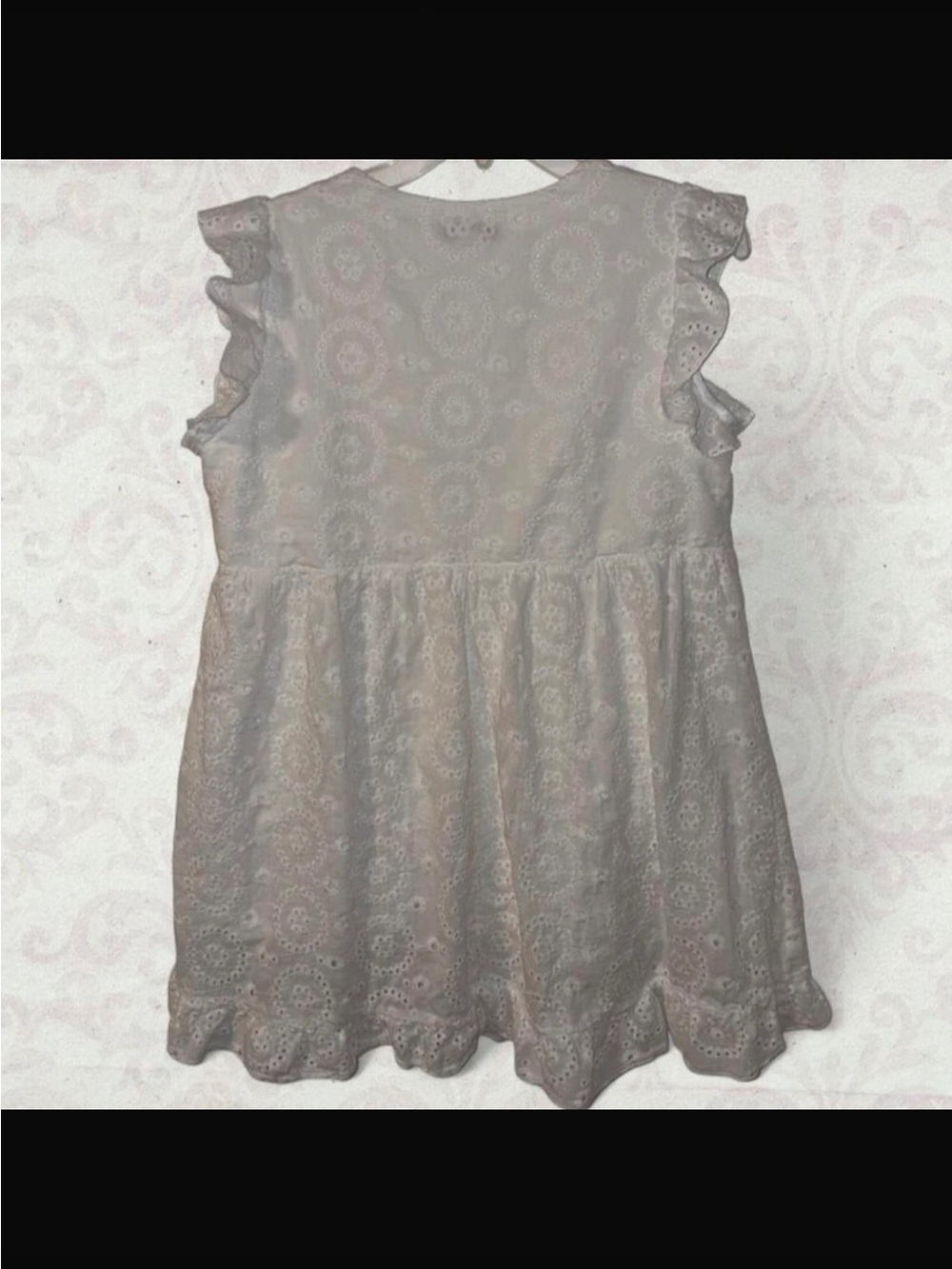 HYFVE Cream Eyelet V-Neck Ruffle Sleeve Tunic Top - Picture 4 of 4